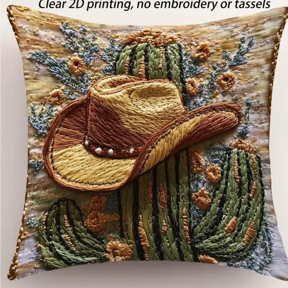 🌵 Western Cactus & Cowboy Hat Pillow Cases for Throw Pillows